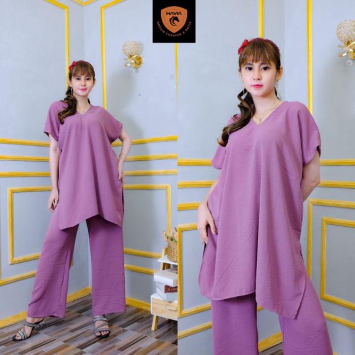 One set Nina long square / setelan Nina long square