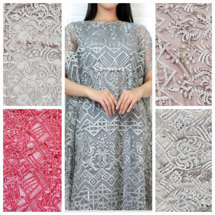 dress brokat tile mewah/dress tile kondangan/dress pesta jumbo/brokat