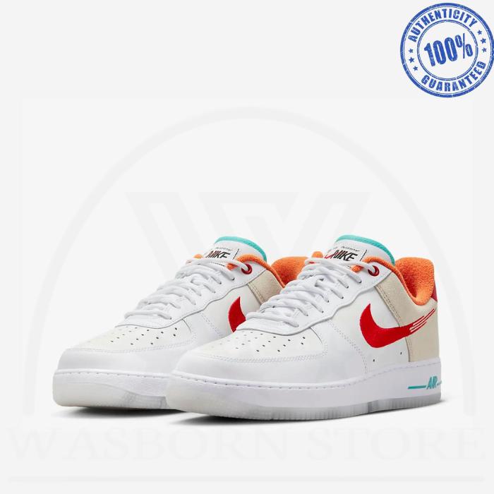 " NIKE AIR FORCE 1 LOW JUST DO IT WHITE RED TEAL "