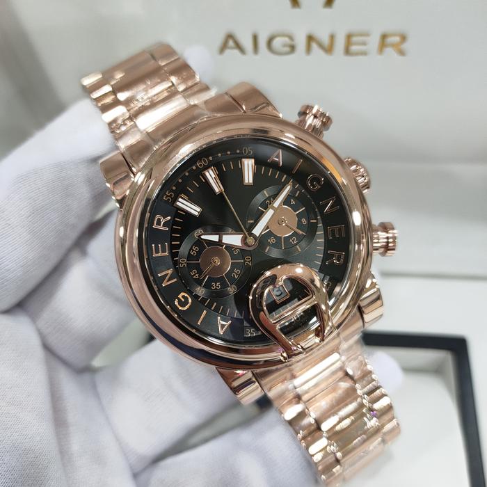 Jam Tangan Pria AIGNER BARI A37500 Stainless Steel Rose Fullset
