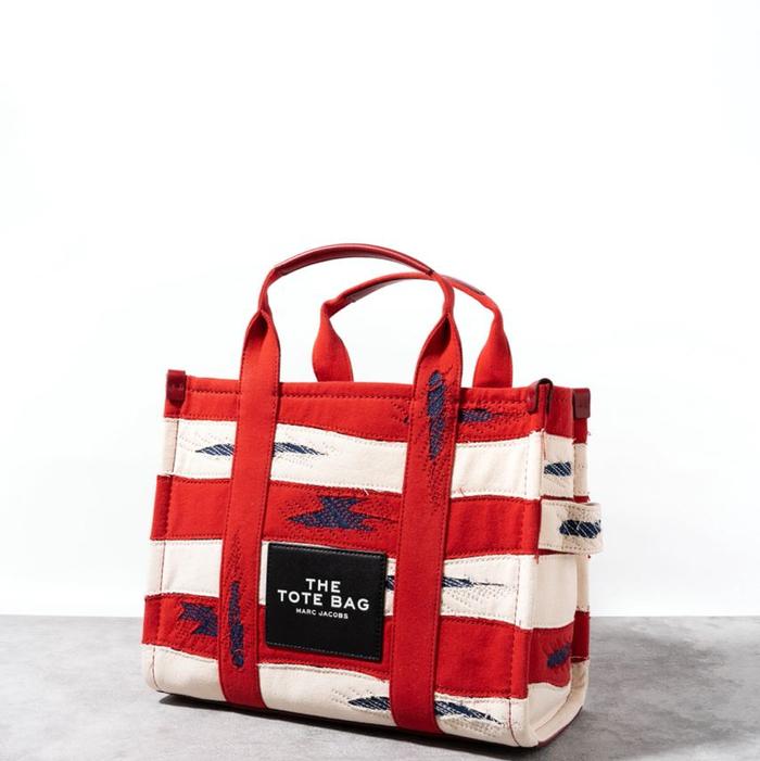MJ The americana small traveler tote bag Red Denim Multi 34x27x15