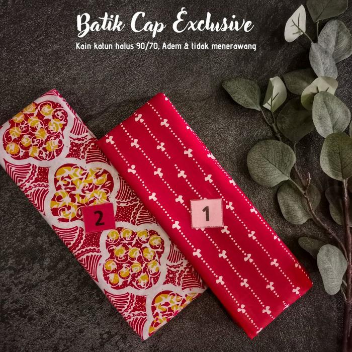 Kain Batik Cap Handmade Lurik Tirai - Sidomukti Serian Merah