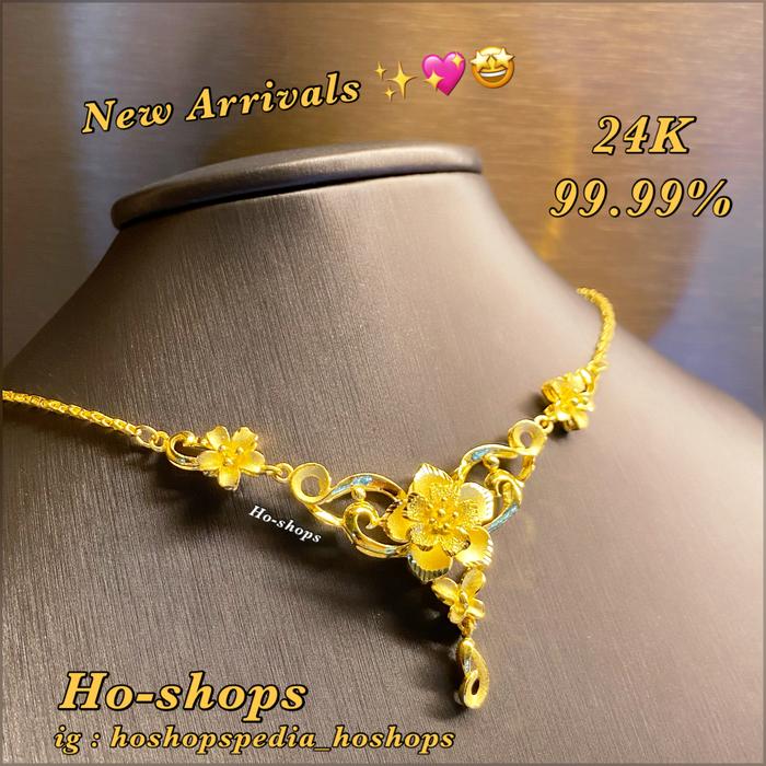 Kalung Mas Kuning Model Koyek Bunga Kadar 99.99% 24K Asli Emas