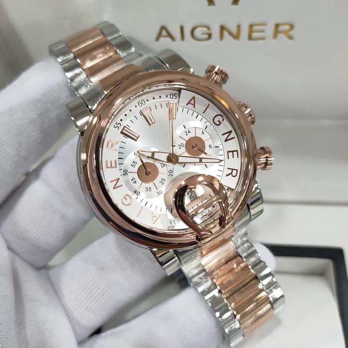 Jam Tangan Pria AIGNER BARI A37500 Stainless Steel Combi Rose Fullset