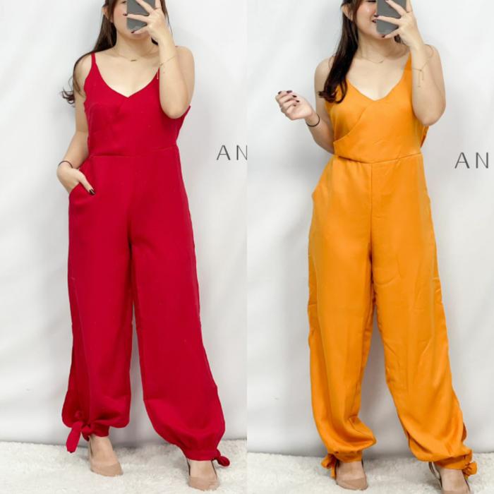JUMPSUIT CELANA WANITA CASUAL MERAH/ KUNING MUSTARD ANGEL NIDA