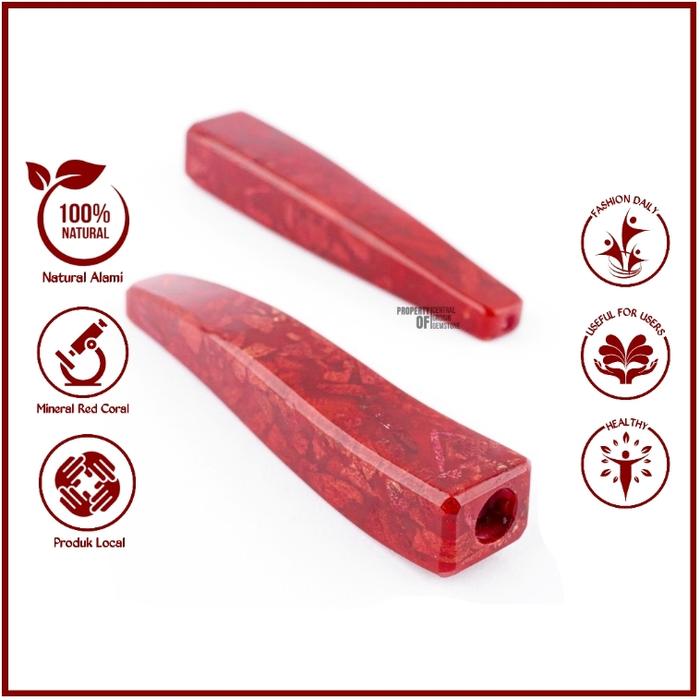 Pipa Rokok Batu Red Marjan Asli Natural Red Coral