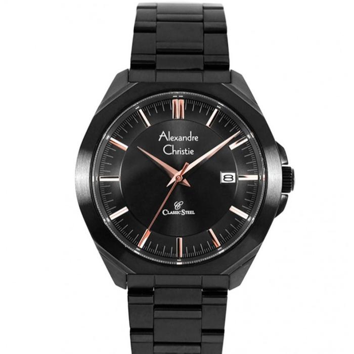 ALEXANDRE CHRISTIE JAM TANGAN PRIA AC 8596 MCBBRBA FULL BLACK ORIGINAL