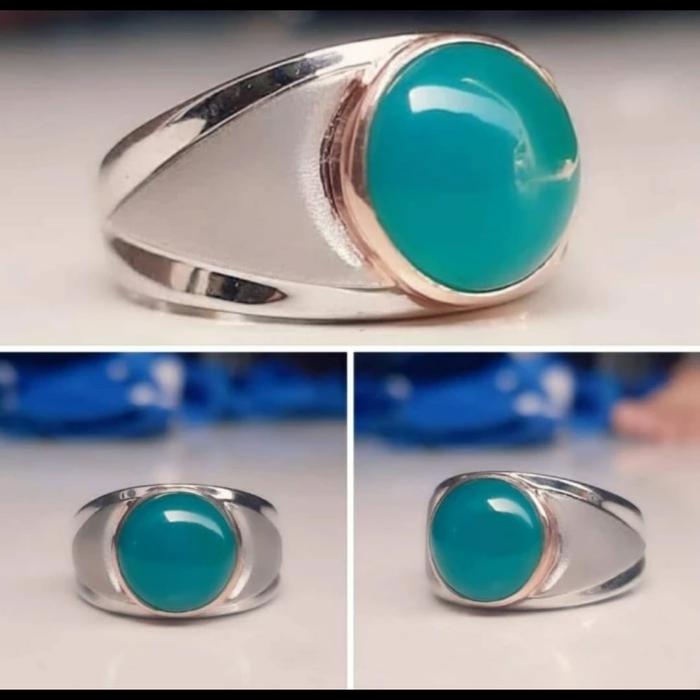 Ring Cincin Emban Akik dan Batu Permata Handmade Custom Rasa Perak Kualitas Super Model dan Ukuran S