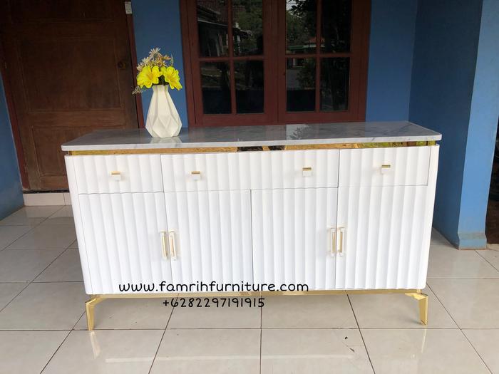 Bufet hias motif cekung kombinasi stainless