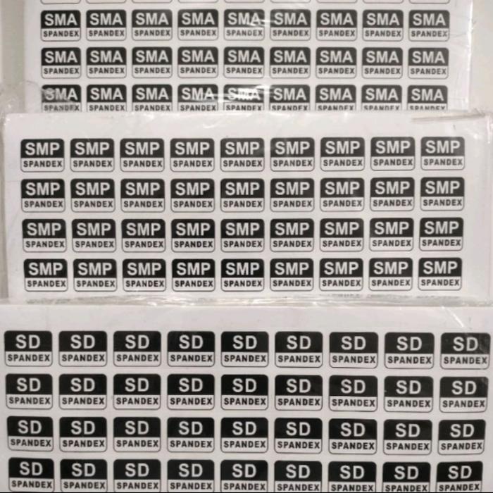 ( 1 lembar ) stiker kaos kaki SD SMP SMA / perlembar isi untuk 96 pcs