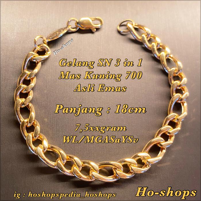 Gelang Sisik Naga 3 in 1 SN Mas Kuning Kadar 700 Asli Emas