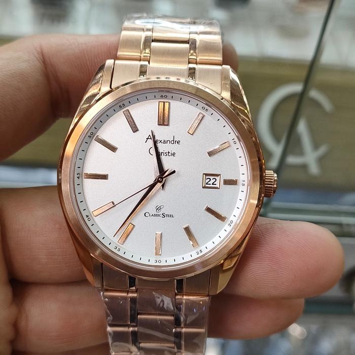 Jam Pria ORIGINAL Alexandre Christie ACF 8514 MD All Stainless Steel