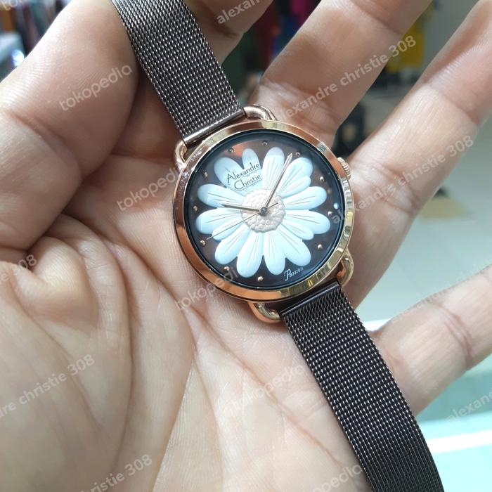 jam tangan wanita ALEXANDRE CHRISTIE 2852 LH COKLAT ROSGOLD