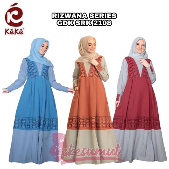 Kekesumut GD SRK 2110/2108 Rizwana Series Baju Gamis Keke Busana
