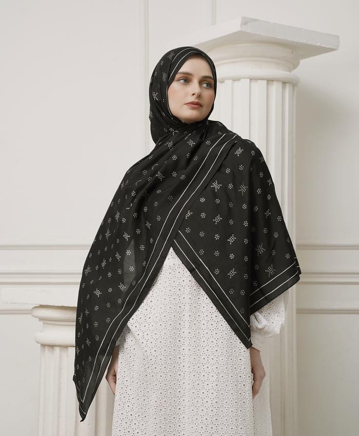 KHANAAN + PASHMINA MONOGRAM + BLACK