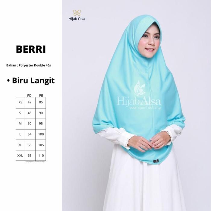 Original Hijab Alsa Bergo Kaos Instan Anak & Dewasa Berri Series Warna Biru Langit #nayyarastore Ker