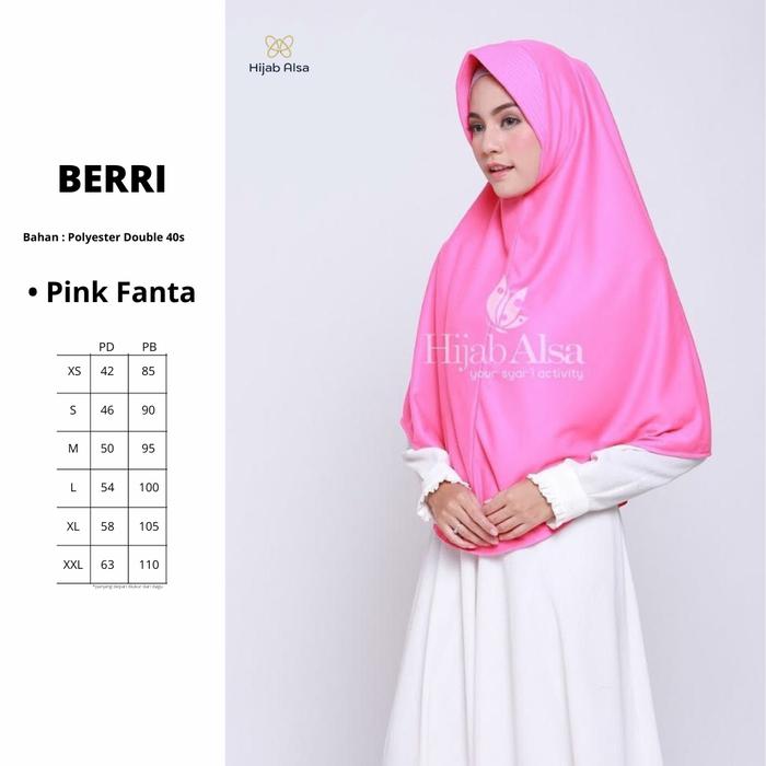 Original Hijab Alsa Bergo Kaos Instan Anak & Dewasa Berri Series Warna Pink Fanta #nayyarastore