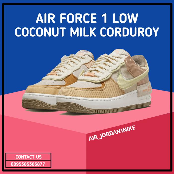 Sepatu Nike Air Force 1 Low Shadow Coconut Milk Corduroy 100% Authentc