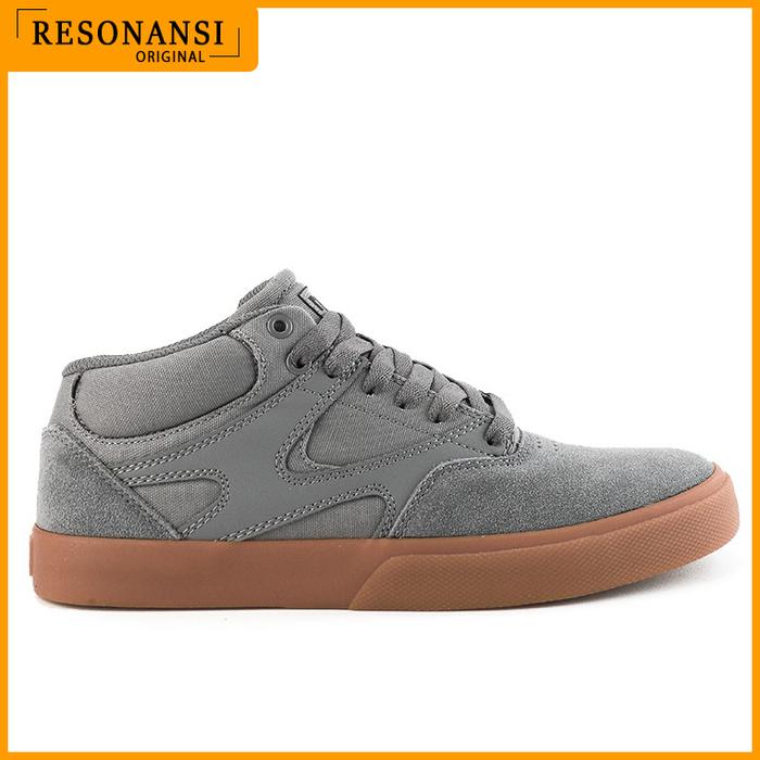 SEPATU PRIA TERBARU DC ORIGINAL SNEAKERS KALIS VULC MID ABU-ABU KEREN