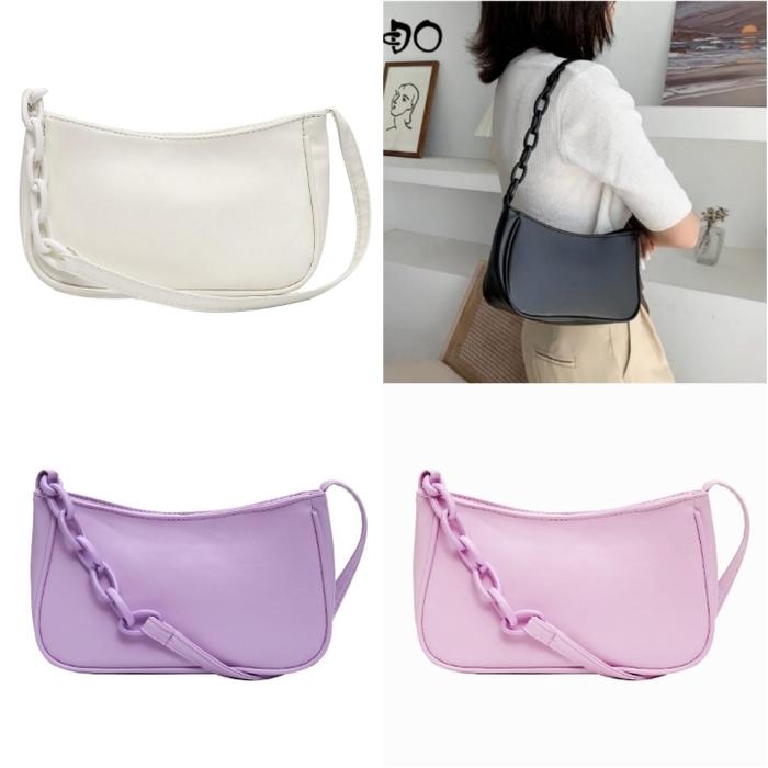 Tas bahu wanita fashion rantai plastik