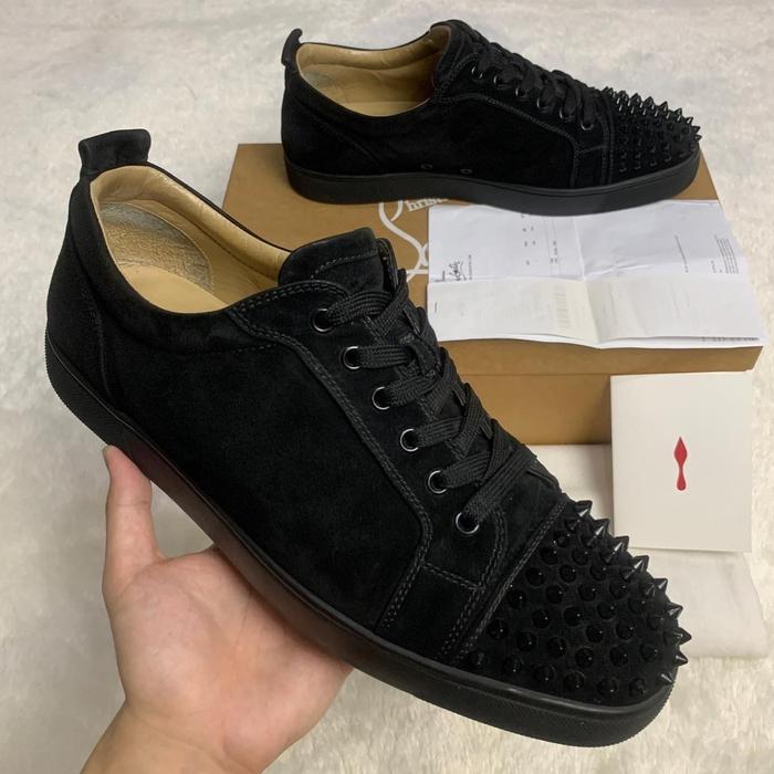Christian Louboutin Junior Suede Black Authentic Original Sneakers