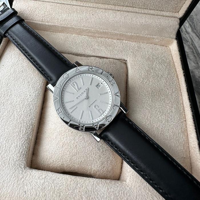 Jam Tangan Bvlgari Automatic white dial Leather