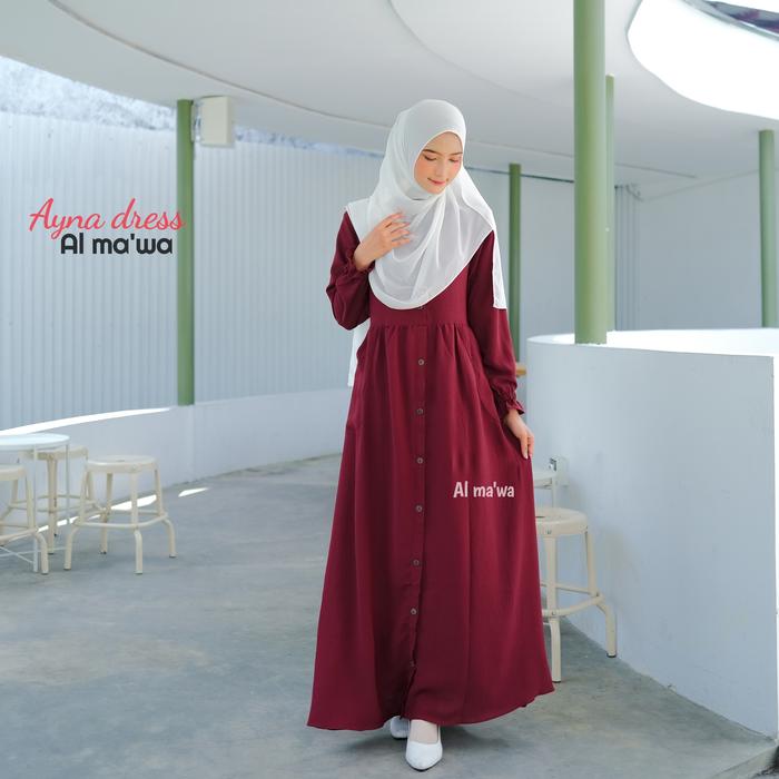 Gamis syar'i crinkle airflow kerah rebah