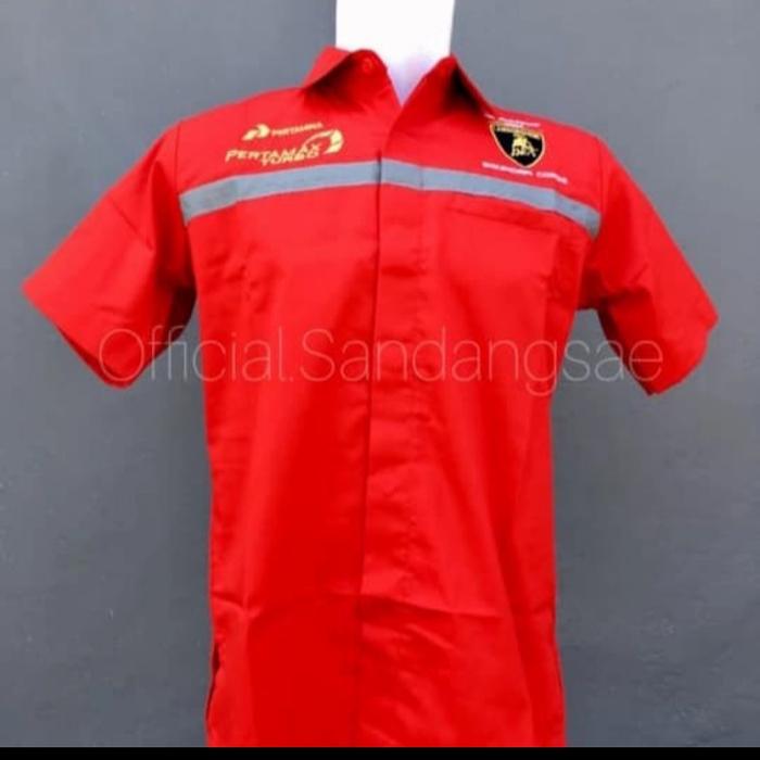 seragam pertamina spbu promosi baju pertamax bright gas merah