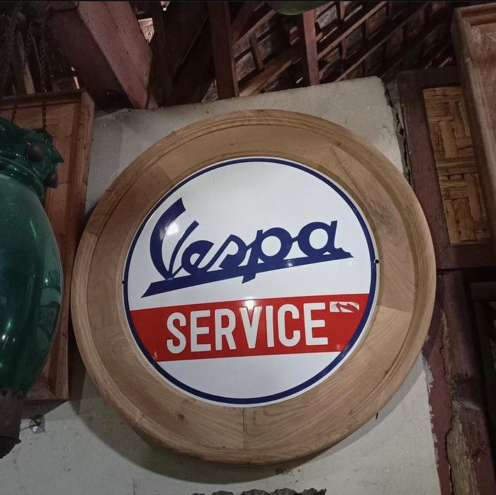 Enamel Papan Iklan Vespa Service Lawas Jadul Tua