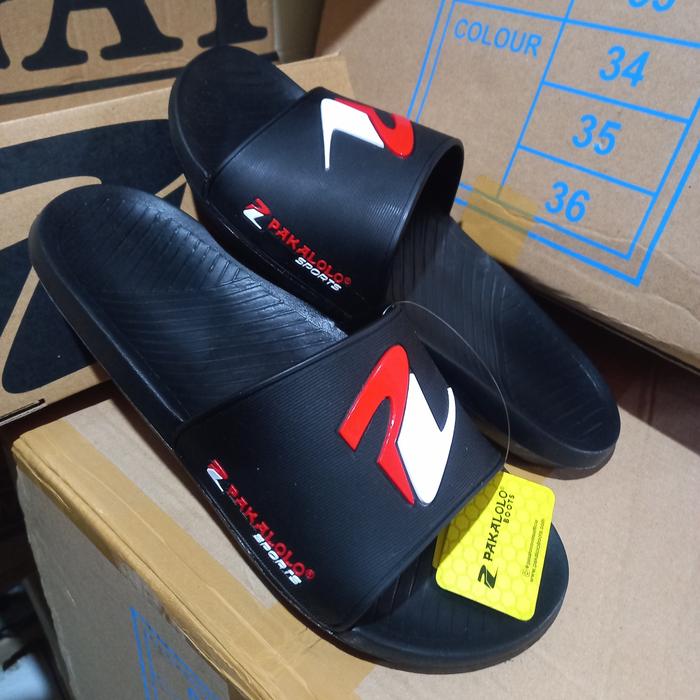 sandal karet pria asli merk Pakalolo original acd03 hitam merah putih