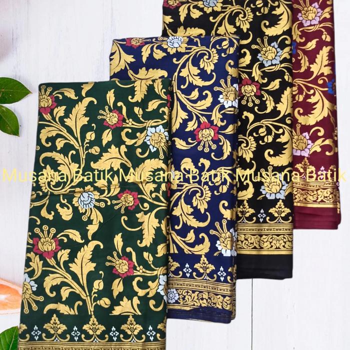 kain batik Prada emas motif bunga bakung Kamen batik Prada Bali ht