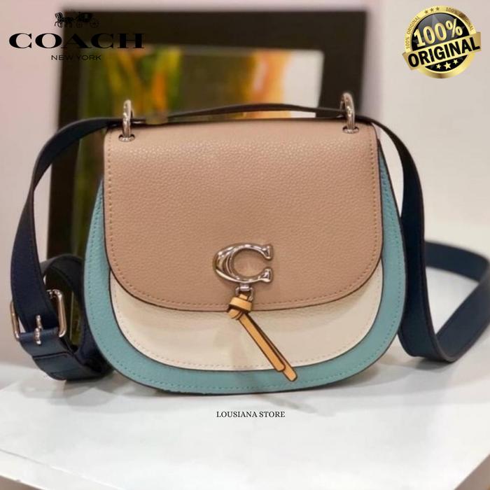 Coach REMI SADDLE BAG IN COLORBLOCK TAUPE MULTI