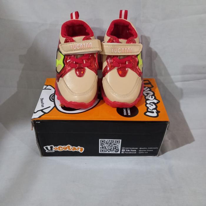 Sepatu led/nyala anak YUCATAN XXC 7809 BEIGE/RED