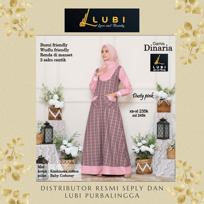 GAMIS DINARIA LUBI TERBARU DUSTY PINK DAN MELON