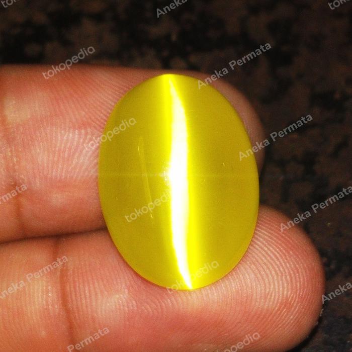 Batu Akik Cat Eye Mata Kucing Kuning Top Kristal