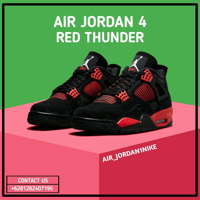 Sepatu Nike Air Jordan 4 Red Thunder 100% Authentic