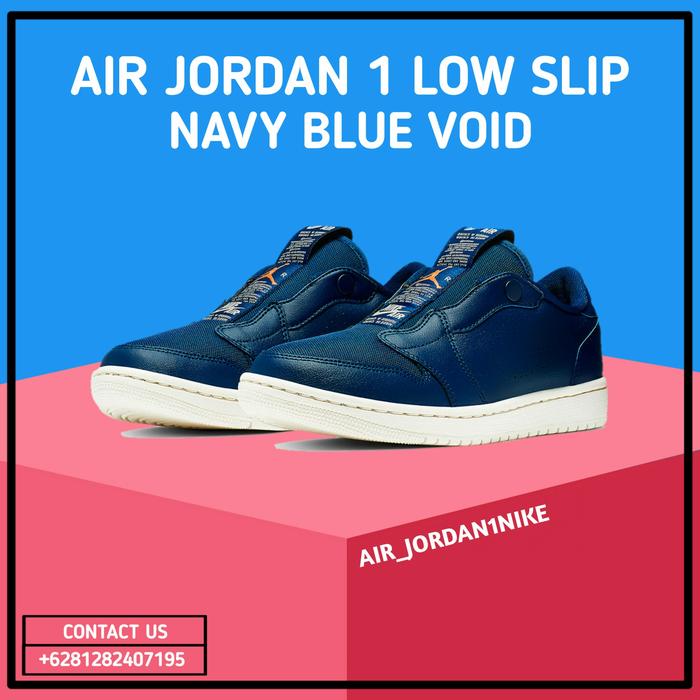 Sepatu Nike Air Jordan 1 Low Slip Navy Blue Void 100% Authentic