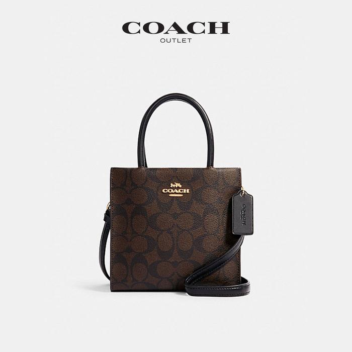 Coach Mini Cally Crossbody In Signature Canvas - Black Brown