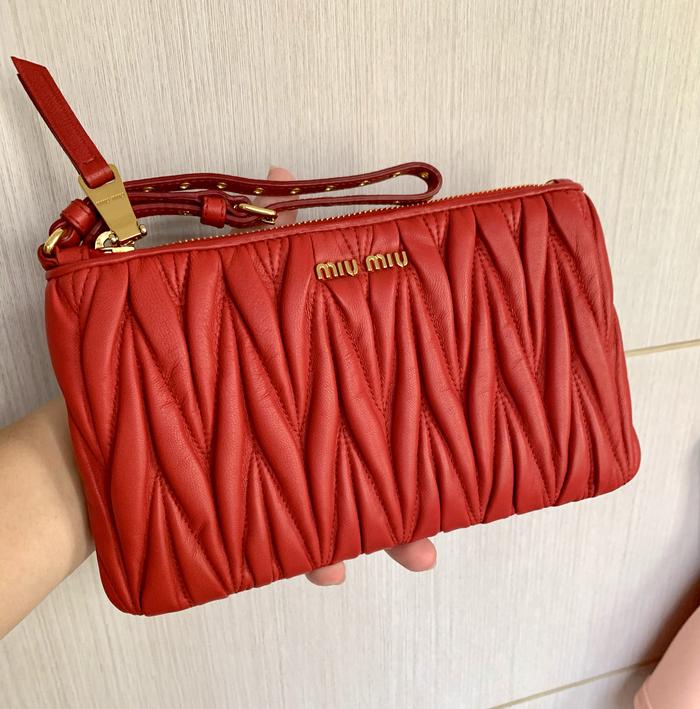 Miu miu matelasse clutch wristlet authentic preloved  tas pesta wanita