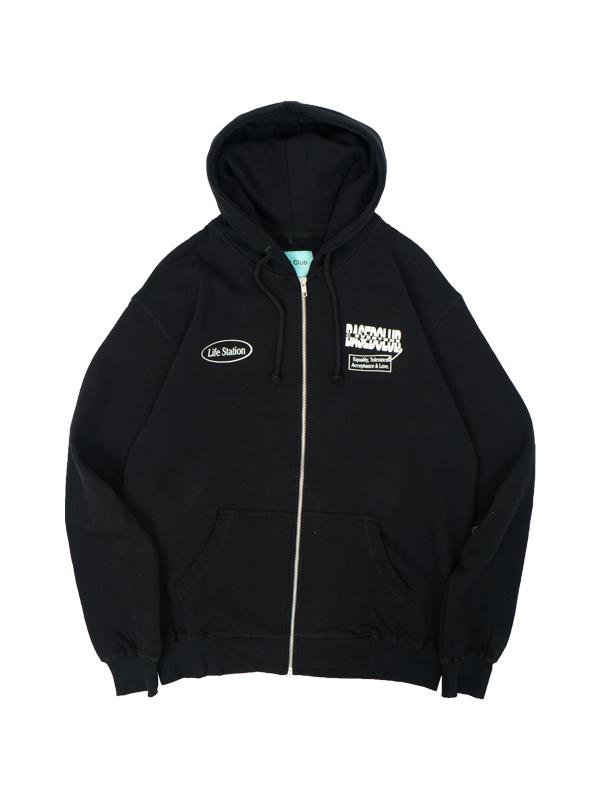 ZIPPER HOODIE BASED CLUB PROVIDING BLACK