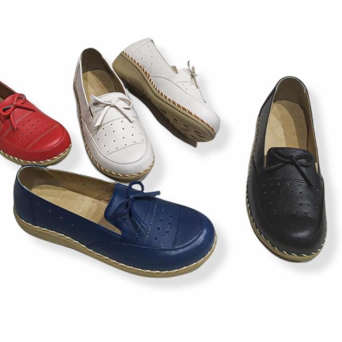 sepatu slip on wanita kulit sapi asli sol tambang terbaru