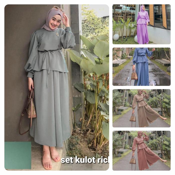Stelan Set kulot Richis Setelan Mocca Abu Burgundy Biru Milo Lilac