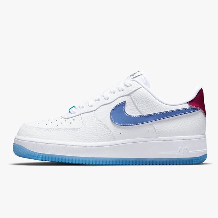 NIKE AIR FORCE 1 '07 LX UV REACTIVE SWOOSH WHITE BLUE ORIGINAL