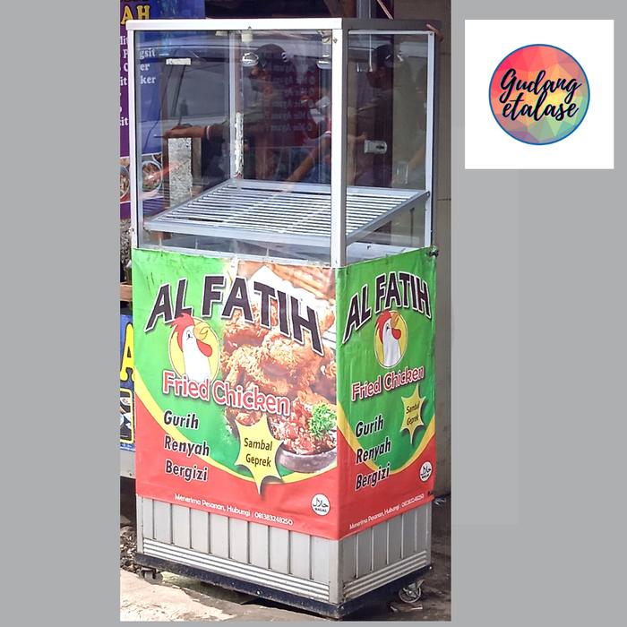 Gerobak ayam goreng/etalase fried chicken free lampu pemanas