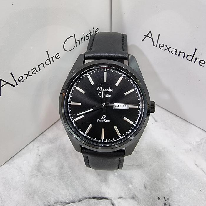 jam tangan pria original ALEXANDRECHRISTIE AC1025ME LEATHER BLACK