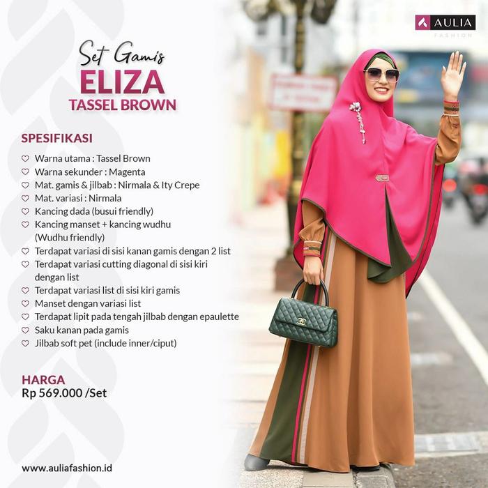 GAMIS SET SYAR'I ELIZA TASSEL BROWN AULIA FASION ORIGINAL