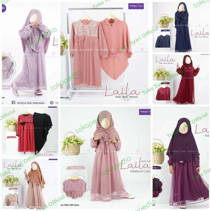 Setelan Gamis Jilbab Soft Pad Syari Brokat Anak Laila by Shafiya Kids