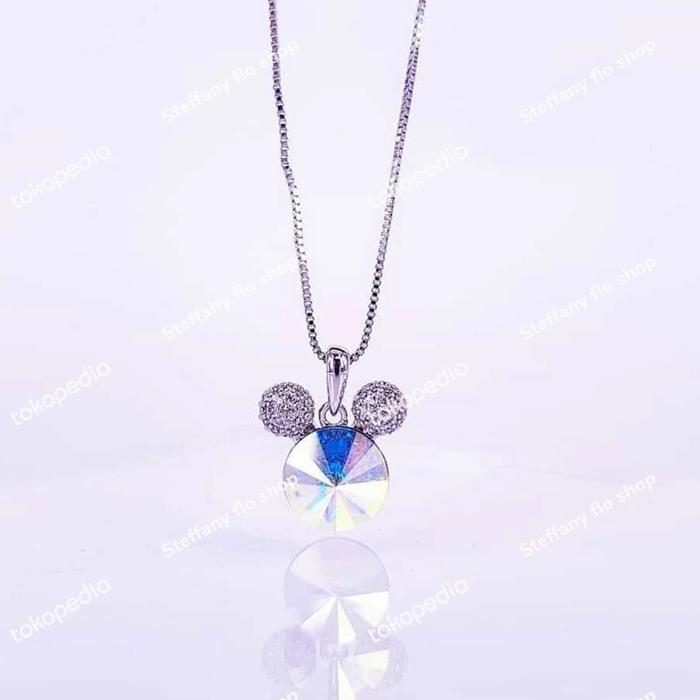 kalung mickey crystal swarovski white ab premium kalung wanita