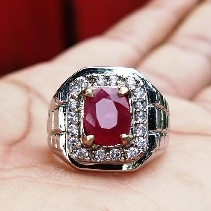 CINCIN BATU PERMATA SAFIR MERAH/PAPARACA NATURAL