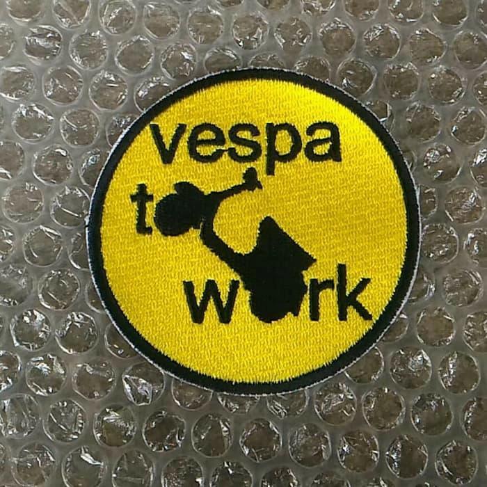 Bordir Vespa To Work Emblem Piaggio Jaket Anak Band Rompi Tas Topi